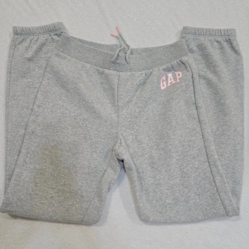 GAP KIDS 4 Items Girls Logo Fleece Joggers / Leggings In Grey, Beige Size L/XL